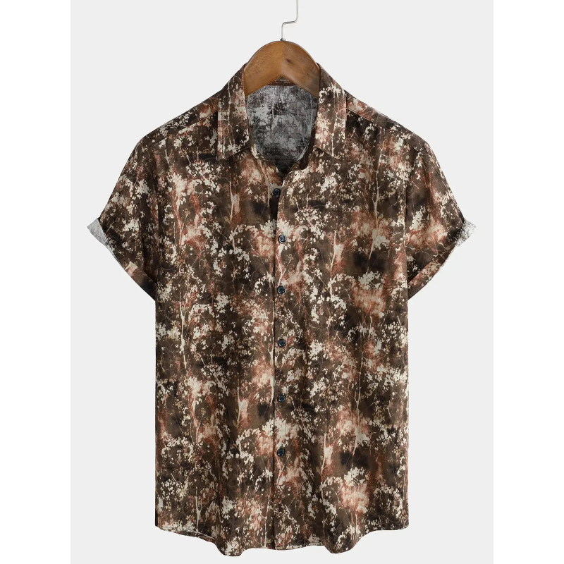 Men's Hawaiian shirt retro bohemian vacation style suitable for daily commutes beach trips and light retro outfits