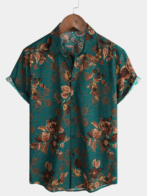 Men's Hawaiian shirt retro bohemian vacation style suitable for daily commutes beach trips and light retro outfits